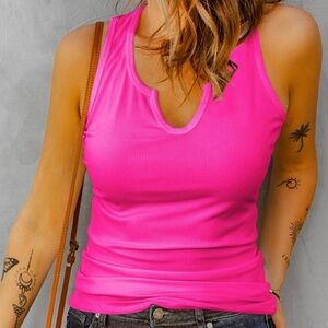 Vibrant Pink Ribbed Tank